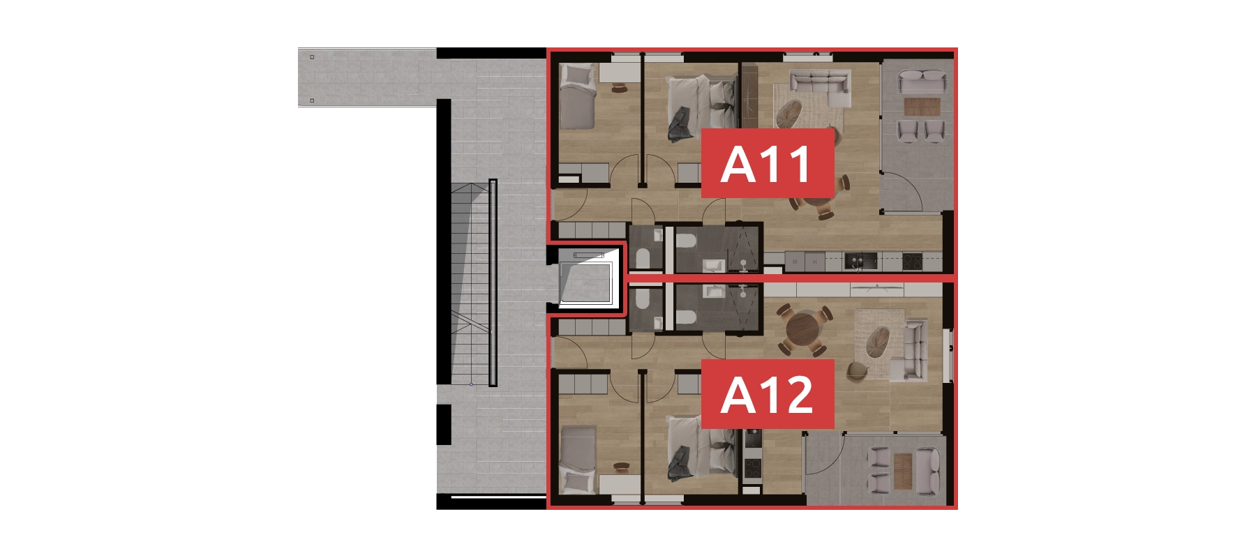 Aszófői lakások - A épület 1. emelet