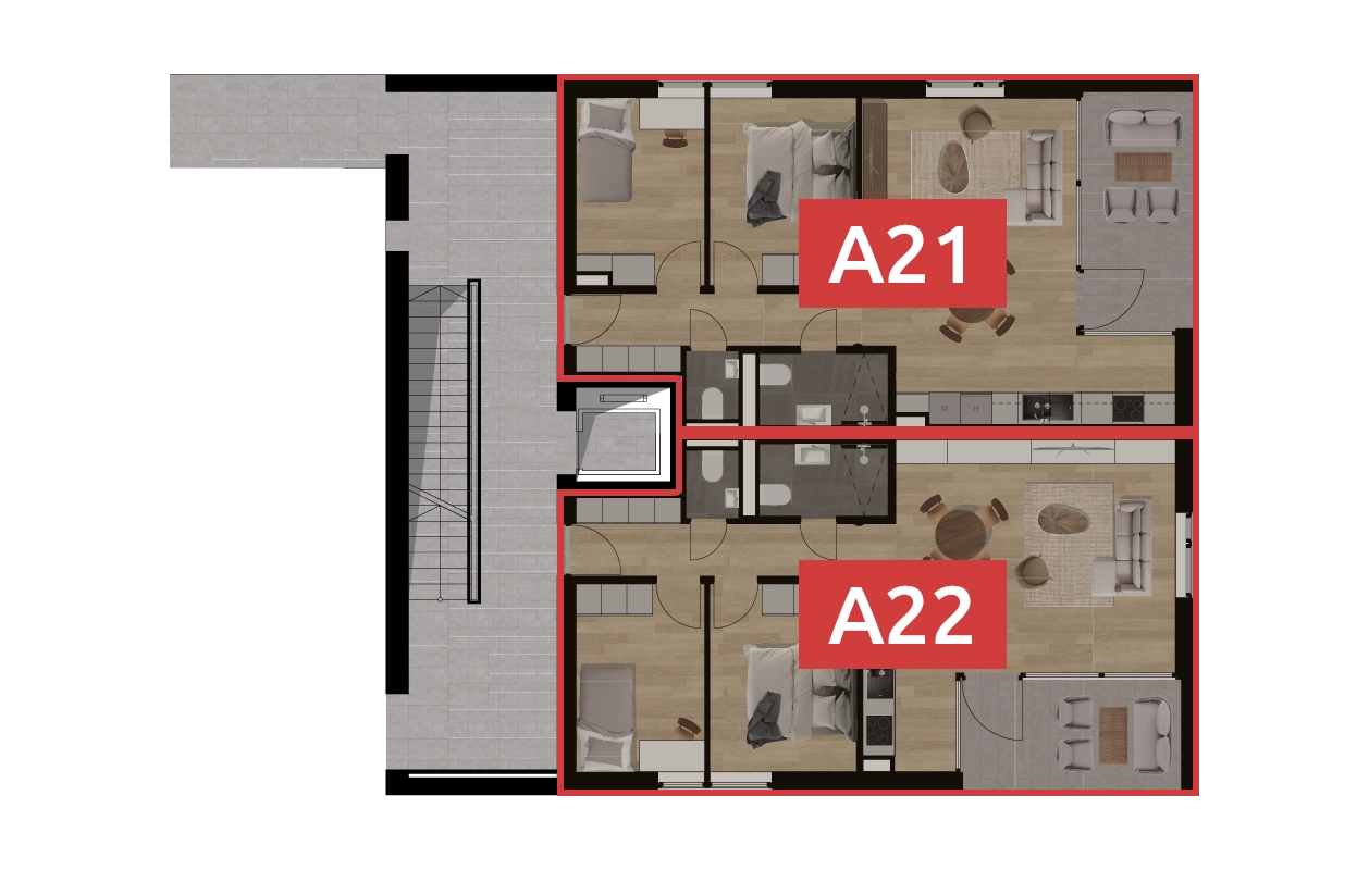 Aszófői lakások - A épület 2. emelet