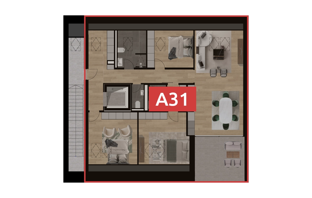 Aszófői lakások - A épület 3. emelet