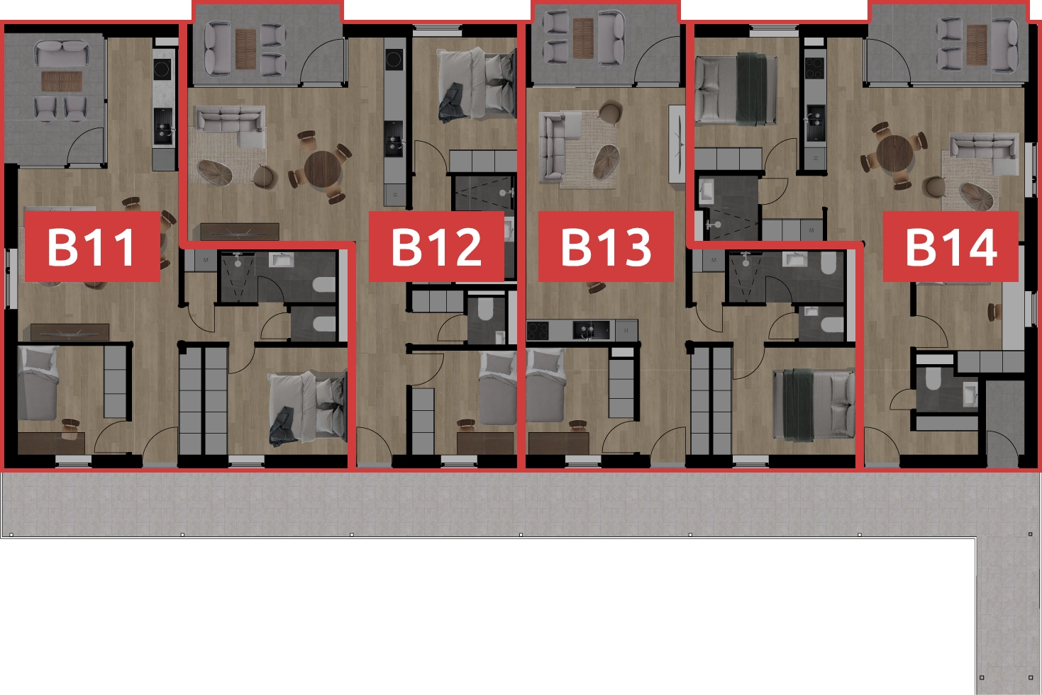 Aszófői lakások - B épület 1. emelet