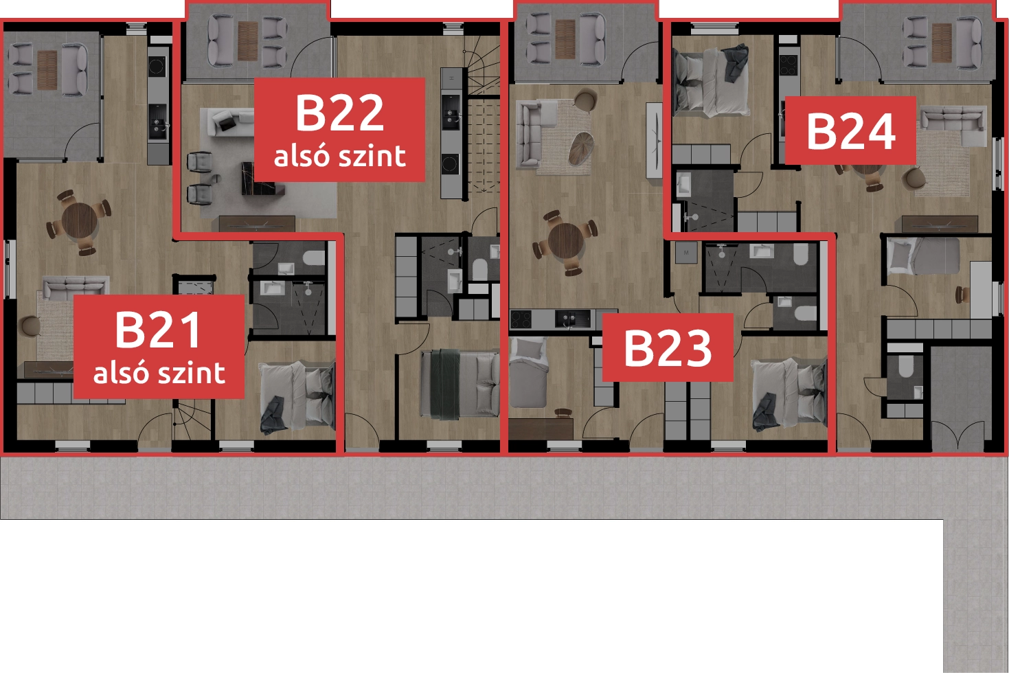 Aszófői lakások - B épület 2. emelet