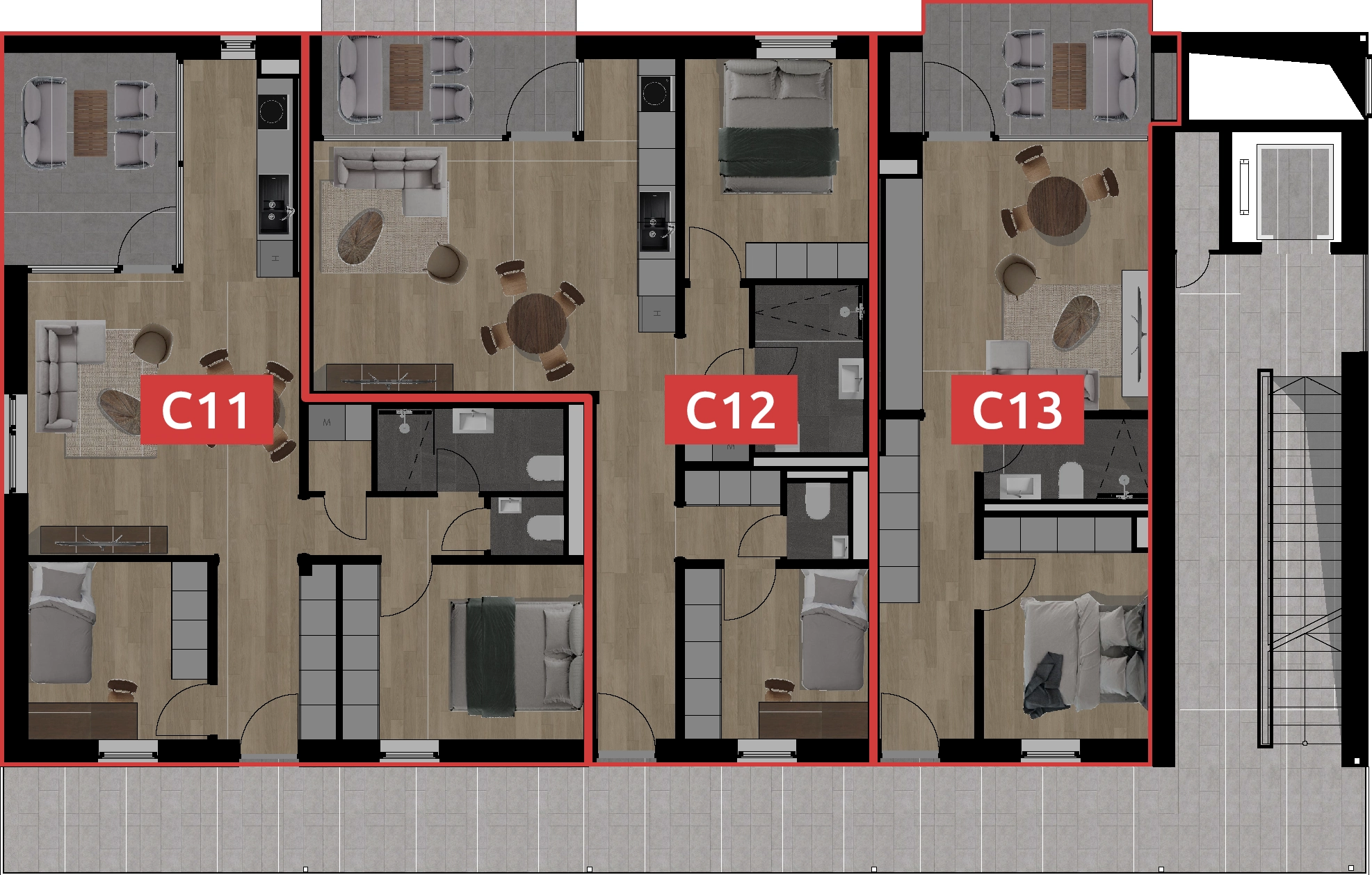 Aszófői lakások - C épület 1. emelet